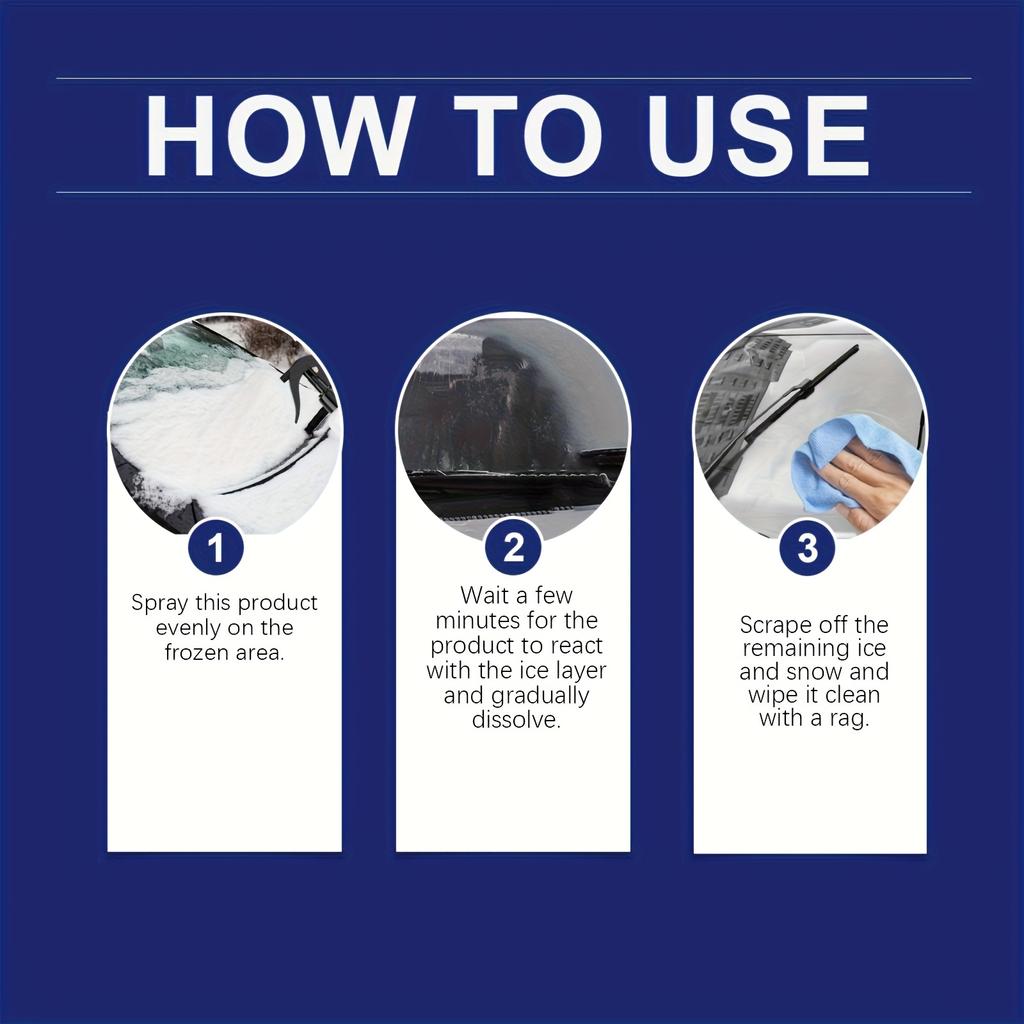 Car Glass Snow Melting Agent Winter Windshield Window Household Glass Defrosting and Snow Melting Spray Quickly Defrost, Melt Snow and Ice Protect Y