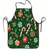 1pc Christmas Candy Cane Ornament Snowflake Print Apron, Durable And Easy To Clean, Adjustable Waistband, Polyester Material, for Kitchen Cooking, Gar