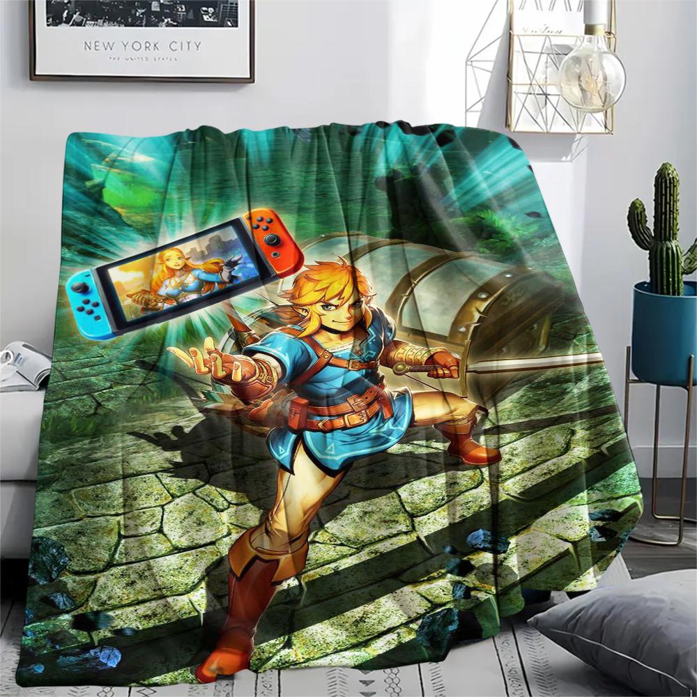 1Pc Link Zelda Print Flannel Blanket, High quality Comfortable for All Seasons, Home Decor, Warmth and Comfort, Perfect for Christmas Gifts