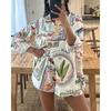 1116 spring and summer European and American fashion women's clothing printed loose shorts short-sleeved shirts cartoon POD fixed