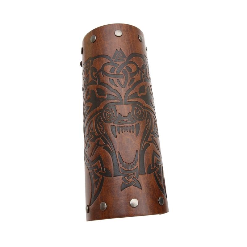 Регулируемый рыцарский наруч на запястье Хэллоуин Косплей Воинский наруч для мужчин 1 коричневый