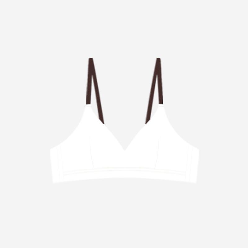 Underwear Women's Summer Thin Section Without Steel Ring French Triangle Cup Girl Cotton Bra Soft Support Gather Bra