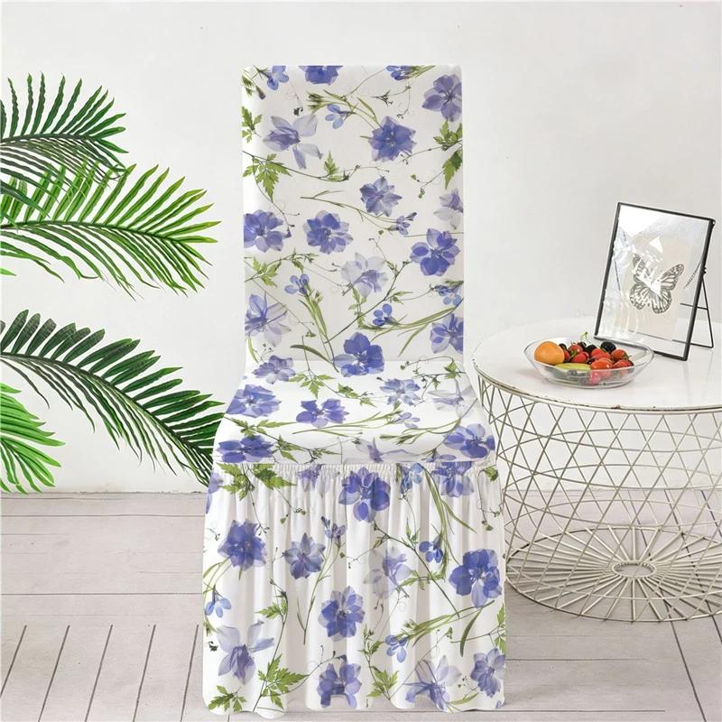 

Printed Chair Cover Comfortable Backrest Elastic Home Restaurant Chair Covers Skirted Seat Cover Decorative Universal Protector