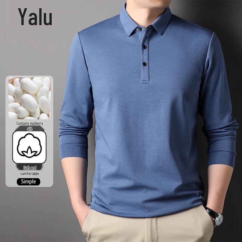 Tricou Polo cu Mânecă Lungă Yalu pentru Bărbați, Amestec de Mătase de Dud