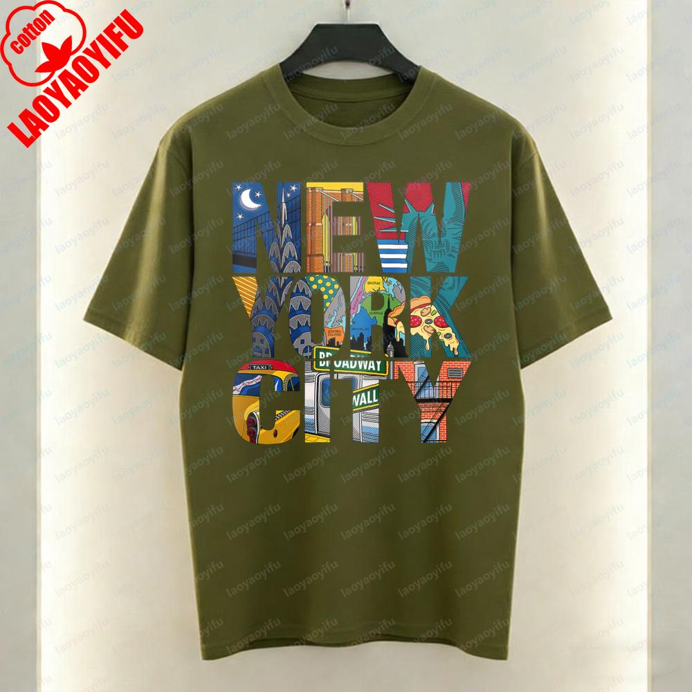 New York City Unisex TShirt Retro Pop Art Graphic Tops Holiday Party Travel Casual Cotton Tee Fashion Streetwear for Women Unisex