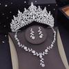 Luxury Tiaras Bridal Jewelry Sets for Women Flower Choker Necklace Sets Bride Crown Prom Wedding Jewelry Set Costume Accessory