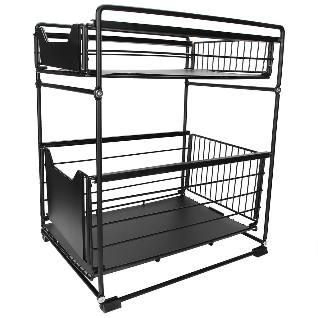 2-Layer Household Pull Out Kitchen Storage Rack Kitchen Office Cosmetic Organizer