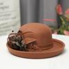 Elegant Women'S Hats Fashion  Winter Bowler Fedora Ladies Wool Round Hat Autumn Vintage Party Fedoras Church Felt Top Hat