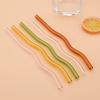 6Pcs Reusable Glass Straws Wavy Pink Clear Drinking Straw High Borosilicate Glass Straw Glass Tube Party Favors Bar Drinkware
