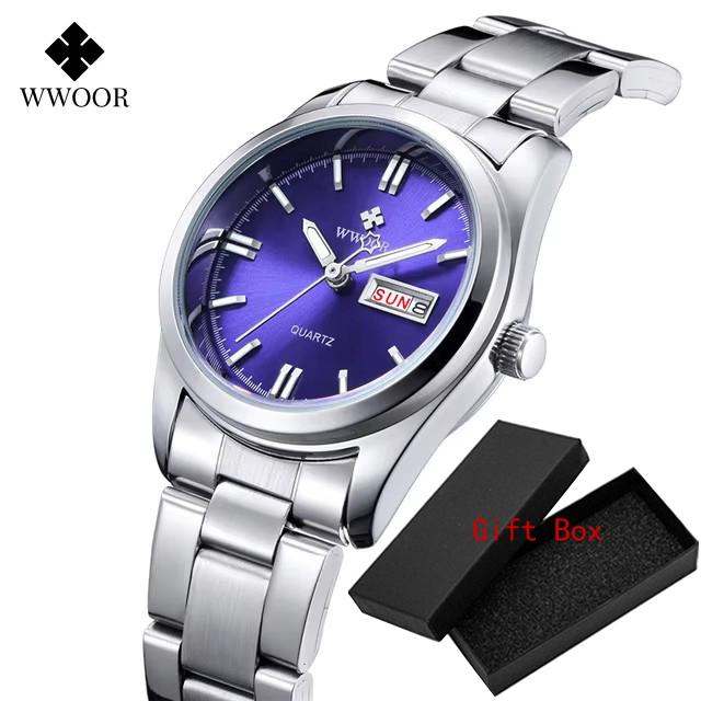 Fashion Wwoor Top Brand Ladies Full Steel Waterproof Quartz Silver Women Automatic Date Dress Watch Reloj Mujer Montre Femme