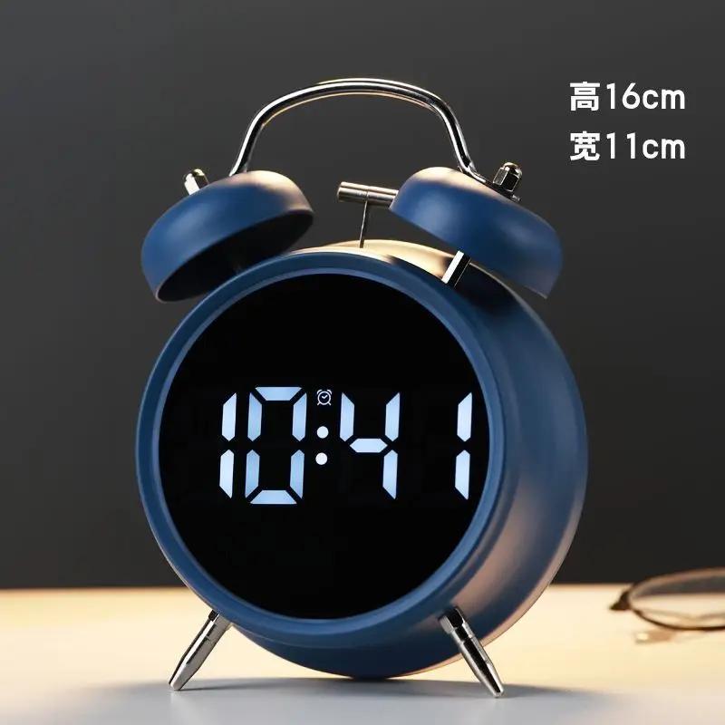 

Будильник цифровой светодиодный дисплей настольный громкий прикроватный будильник цифровой электронный офисный настольный часы настольный для кабинета спальни синий