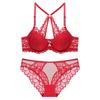 Lace Front Bra Set Small Bust With Push-Up Support Backless Design 3/4 Cup Adjustable Straps
