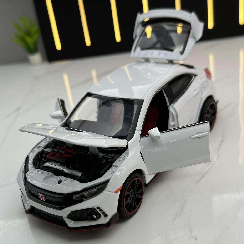 Honda Civic Type R Modellauto im Maßstab 1:32, aus Metallguss, mit Sockel, Sammlerstück, Geburtstagsgeschenk für Jungen