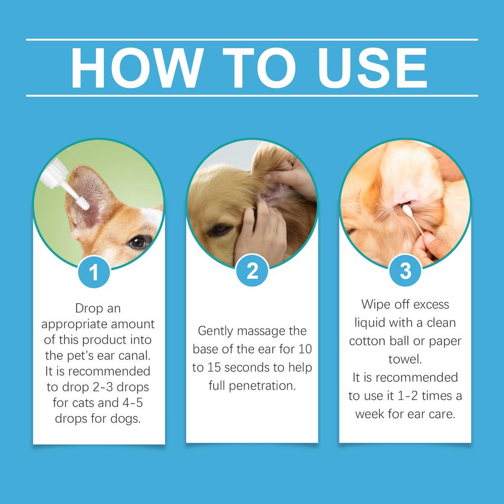 Pet Ear Care Solution, Gentle Ear Cleaner For Cats And Dogs, Odors And Protects Ears.120ml