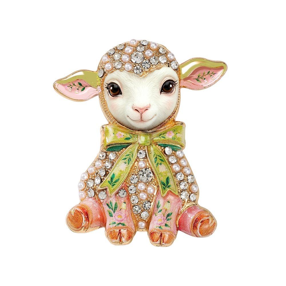 Sheep Shape Lapel Pin Bowknot Decor Pin Fashion Metal Pin Gift