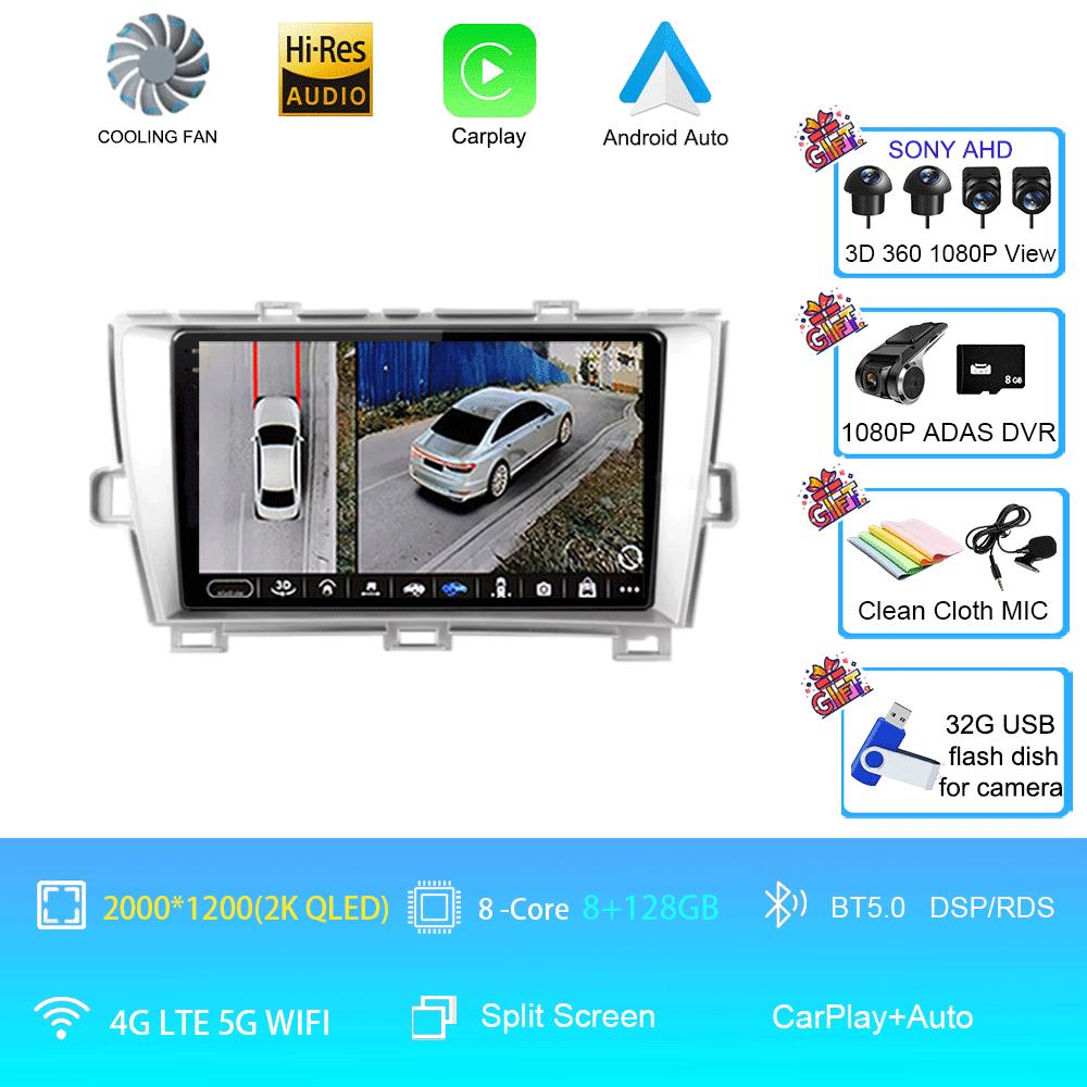 QLED DSP Car Radio Android 14 For Toyota Prius XW30 2009 - 2015 Multimedia Video Player GPS Navigation Stereo Carplay 4G WIFI BT