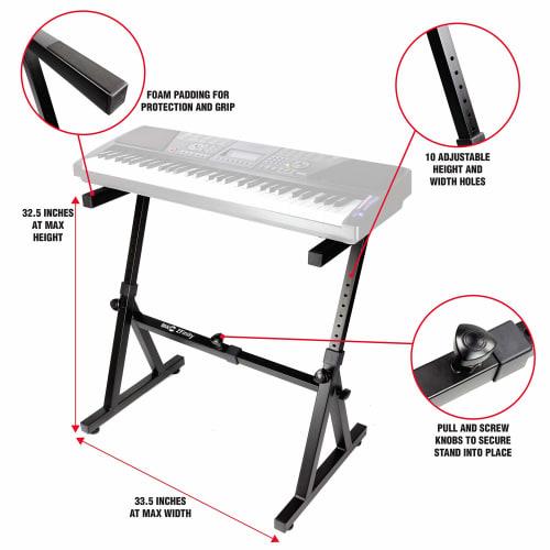 RockJam Z-Style Adjustable Portable Heavy-Duty Music Stand (Fits 54-88 Key Electric Pianos) Electronic Keyboard Stand (RJZZ363)