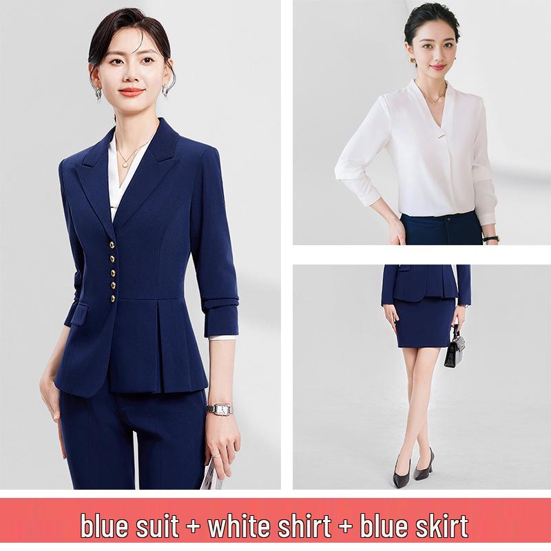 Autumn Korean Style Women's Professional Suit Set for Office and Jewelry Store Receptionists