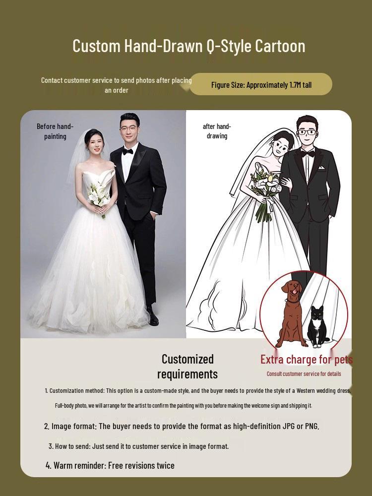 Welcome Sign Wedding Standee: Hand-Painted Cartoon Figure Poster Board for Event Decoration