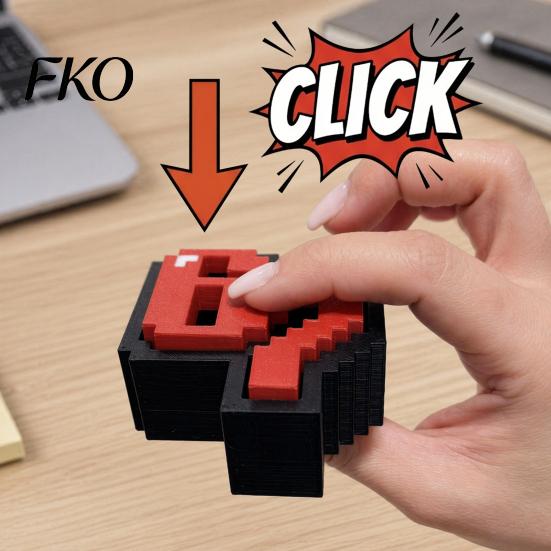 Solid Base Display Decor 3D Printed 67 Clicker Fidget Toy, Pixel Art Desk Decor, Stress Relief Sculpture with Matte Craft Accessory Base, for