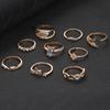 Exclusive For Fashionable Love Leaf Flash Diamond Combination 9-Piece Ring Set