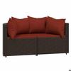 VidaXL Garden Corner Sofas and Cushions 2pcs Brown Wicker, Sofa, Garden Sofa, Sectional Corner Sofa, 319822