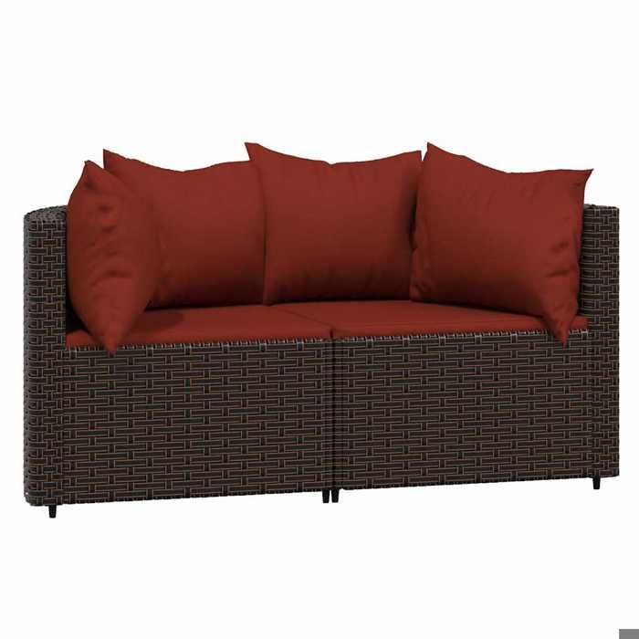 VidaXL Garden Corner Sofas and Cushions 2pcs Brown Wicker, Sofa, Garden Sofa, Sectional Corner Sofa, 319822