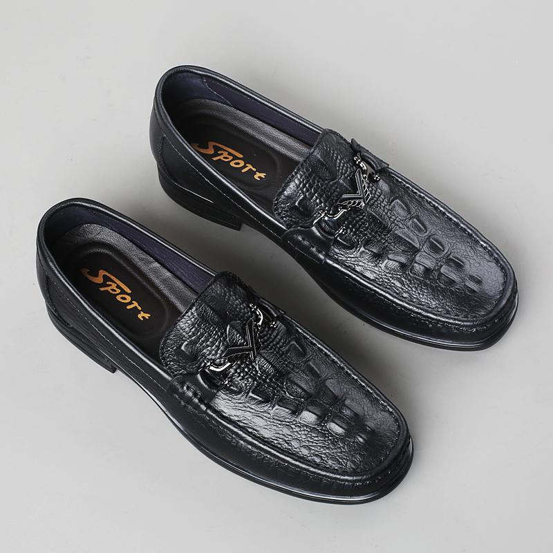 Роскошные мужские туфли из натуральной кожи с крокодиловым узором 2024 Flat — фото 6