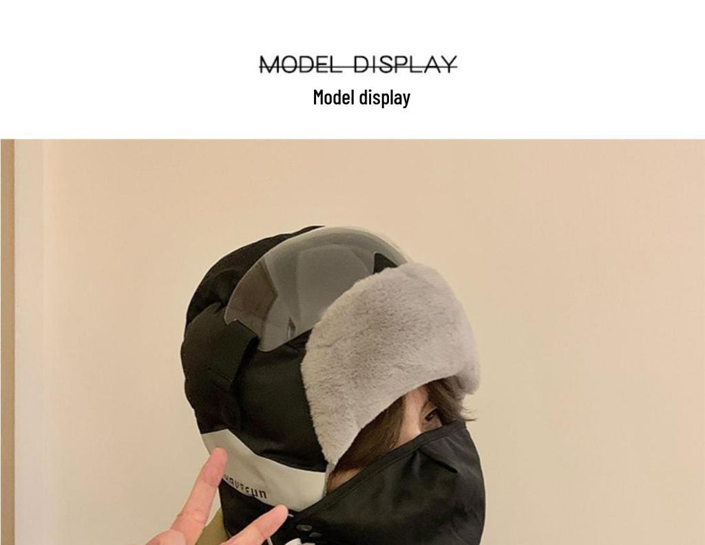 Men's Winter Ski Hat with Ear Protection, Windproof and Warm Pilot Hat for Outdoor Cycling