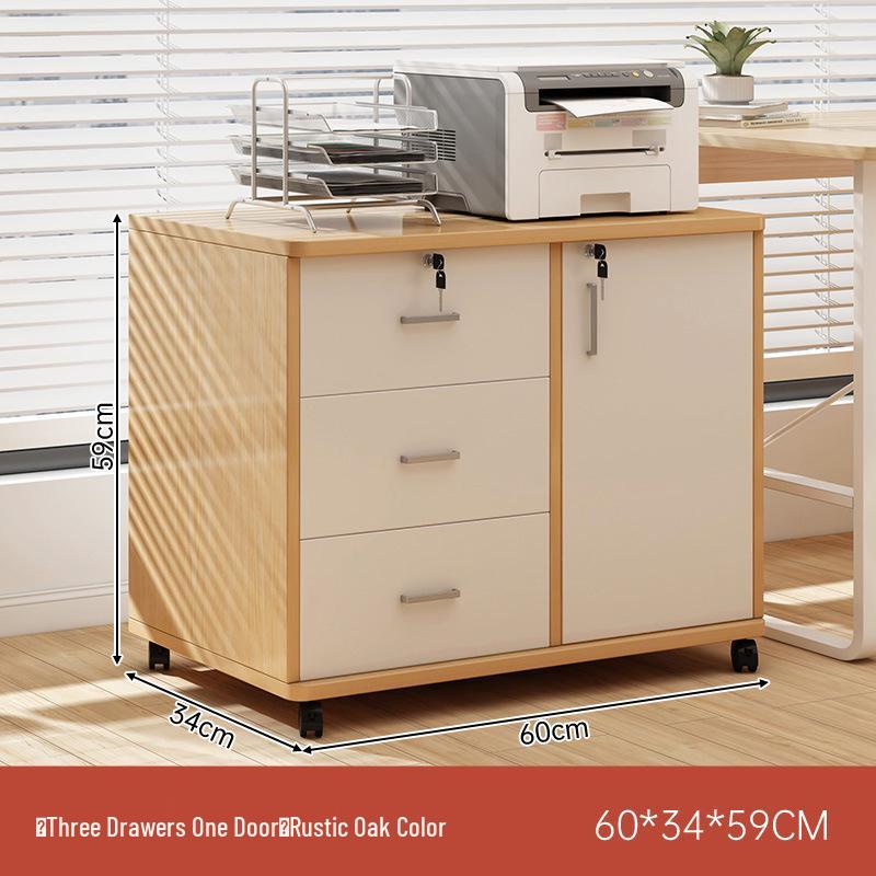 Multi-Layer Office Storage Cabinet with Lock and Drawers