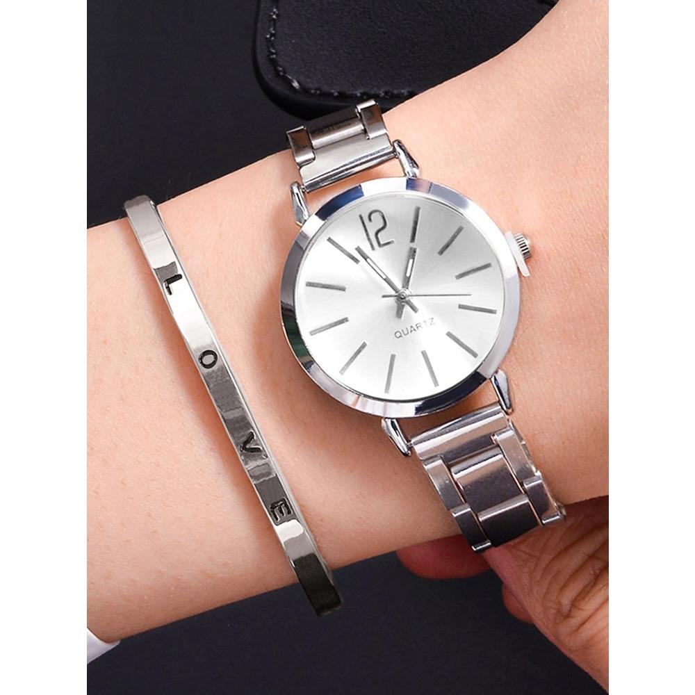 Ladies Watch Temperament Steel Belt Ladies Watch Watch, Simple Trend Ladies Quartz Watch Bracelet Set