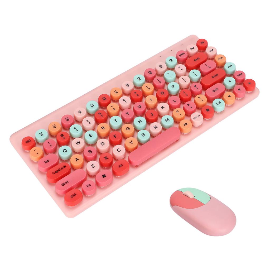 Keyboard Mouse Combo Wireless 86 Keys Cute Colorful Appearance Multimedia Buttons Light Quiet 2.4G Keyboard Mouse for PC