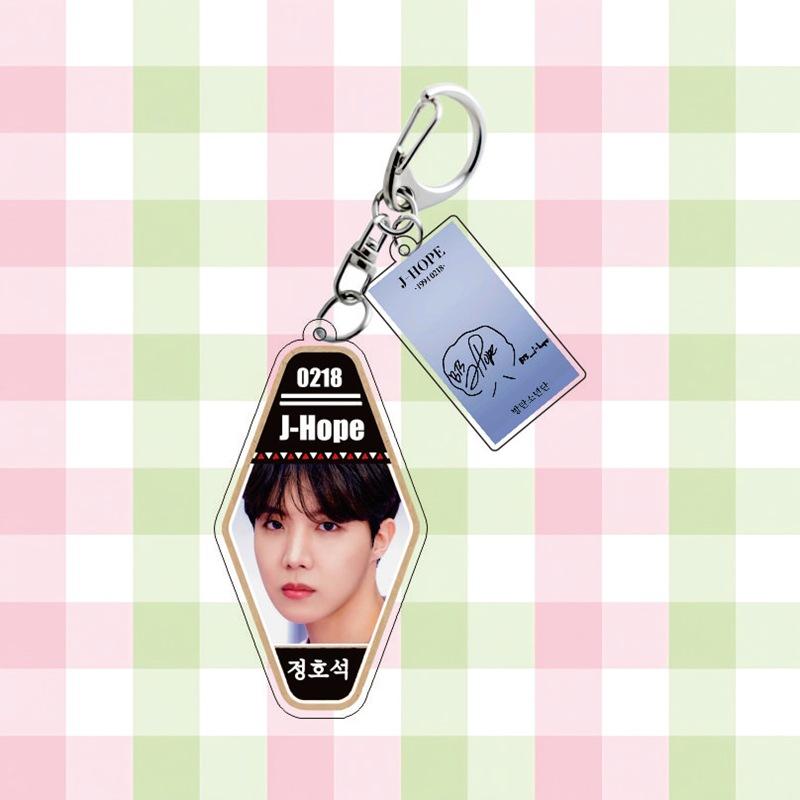 BTS Keychain, Bangtan Boys Keyring with Photo, Birthday & Signature Tag, Kpop ARMY Fans Bag Charm(Jin / RM / Suga / Jimin / V / J-Hope / Jungkook)