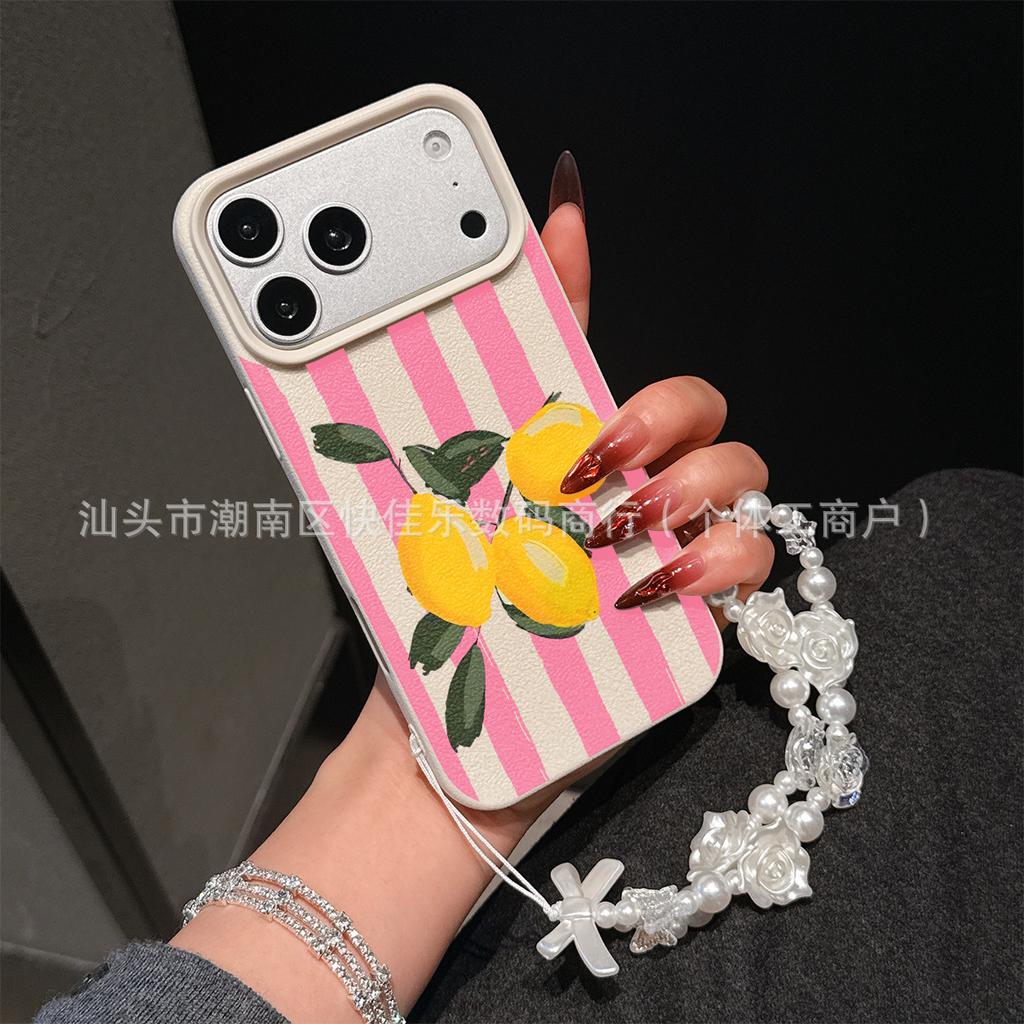 Ins Simple Stripe iPhone Apple 17Air/16/15Plus/14/13/12/11 Phone Case with Lanyard
