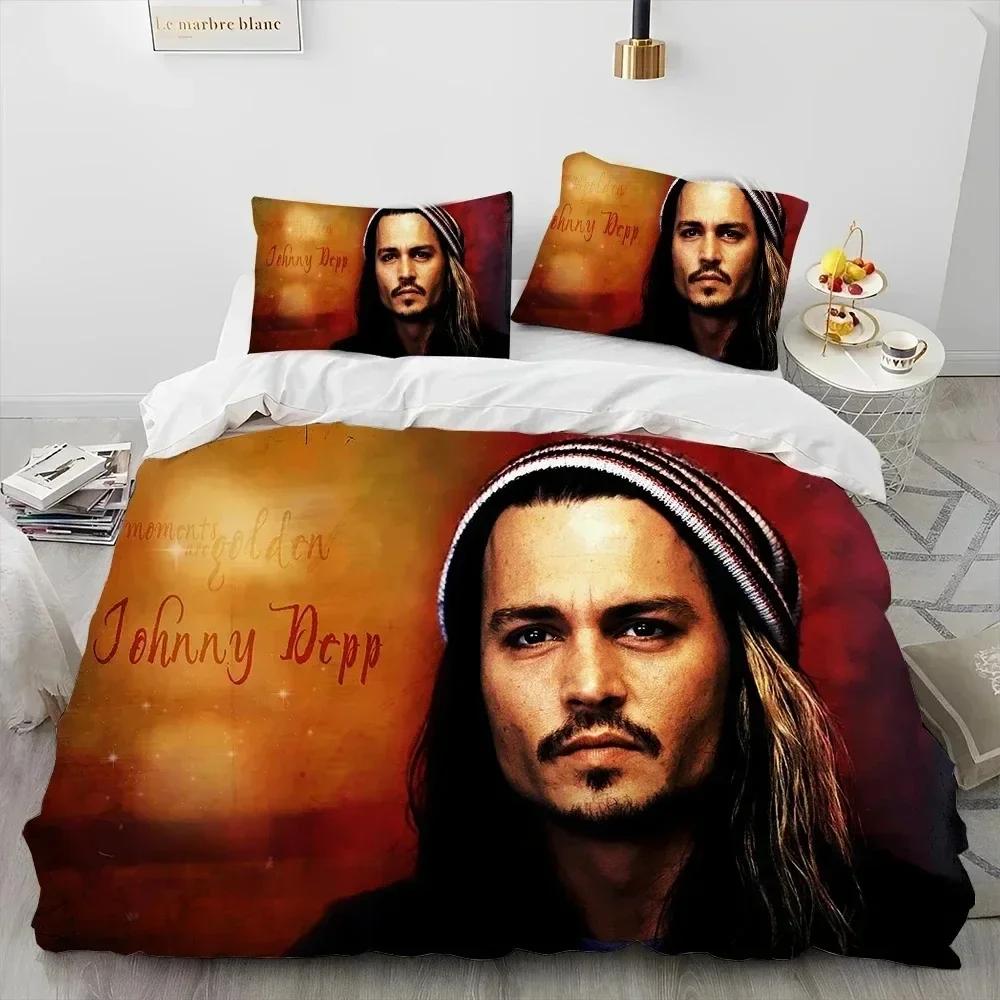 3D Printing Johnny Depp Series Comforter Bedding Set,Duvet Cover Bed Set Quilt Cover Pillowcase,king Queen Size Bedding Set Kids