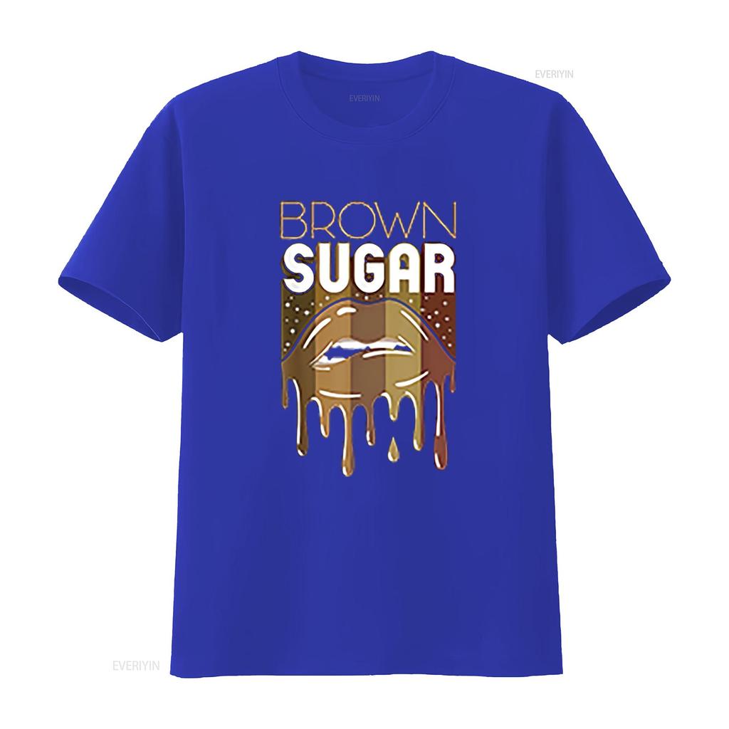 Womens T Shirt Brown Sugar Melanin Black Woman Lips Funny Babe 2XL vintage Washed Casual fashion graphic Versatile homme