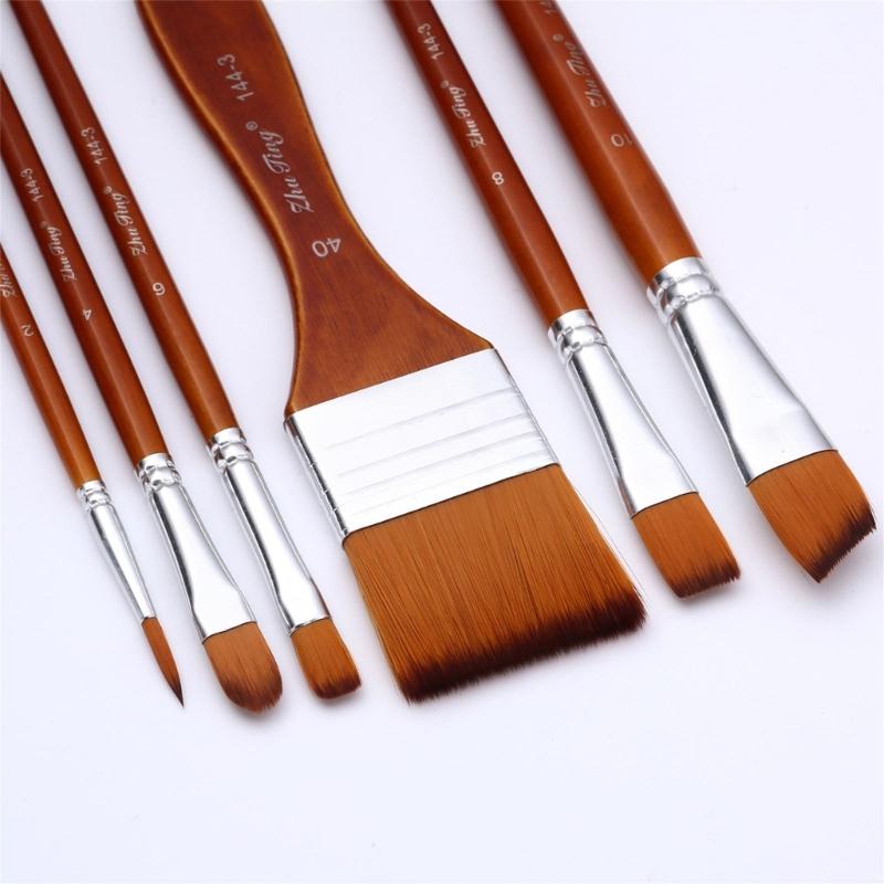 6 Stück Künstlerpinsel Aquarellpinsel für Öl Acryl Aquarell Gouache Malerei Nylonborsten Pinsel