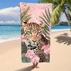 Ocean Wave & Seashell Beach Towel, 3D Style Blue Ocean Waves with Starfish and Colorful Seashells Towel