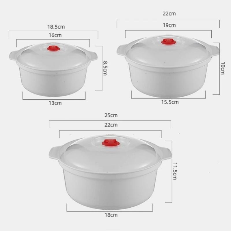Microwave Oven Special Box Household Plastic Heating Fresh Keepeing Box with Lid Steamed Bun Instant Noodles Kitchen Bowl Set