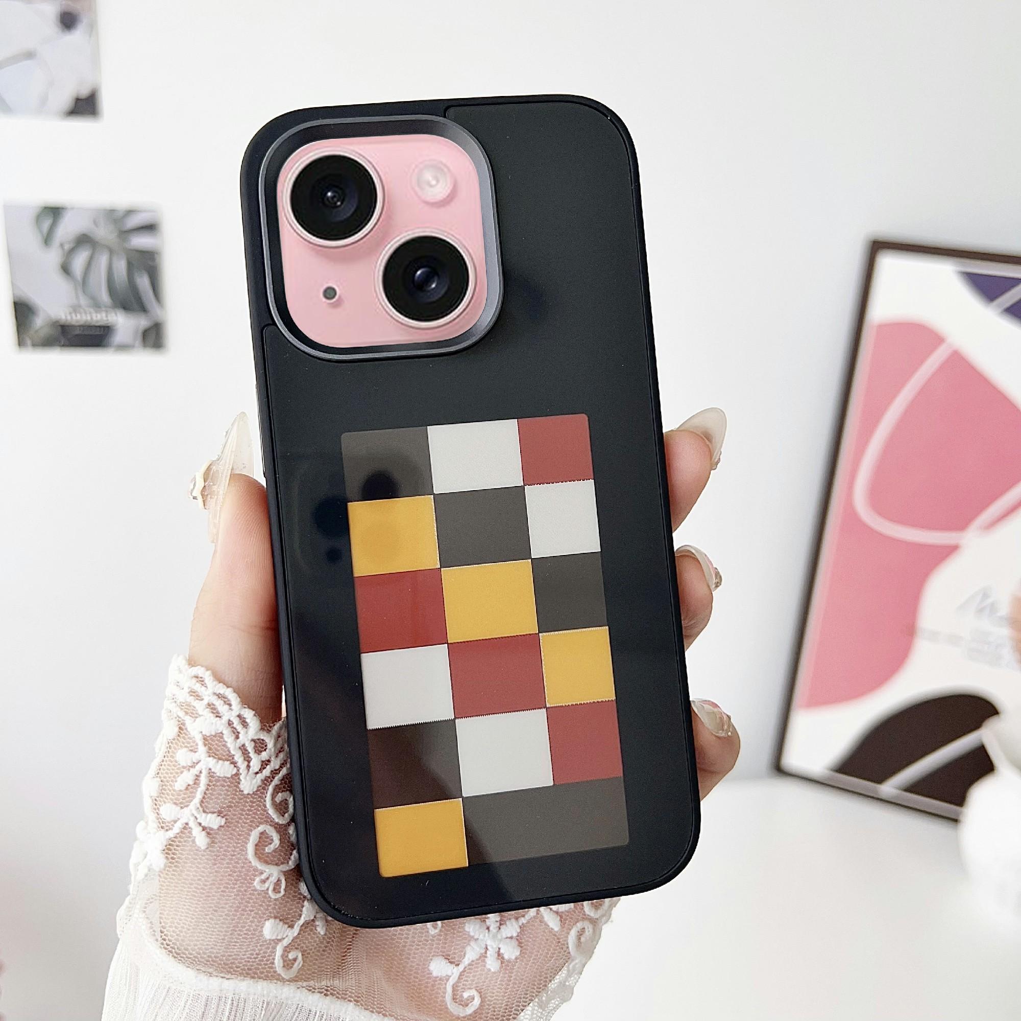 

For iPhone 13/14 E Ink Phone Case 4-Color Screen,DIY Wireless NFC Photo Display Black