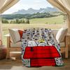 Snoopy's Adventure Print Flannel Blanket, Soft Warm Lightweight Throw Blanket for Living Room,Sofa Bed Camping Office