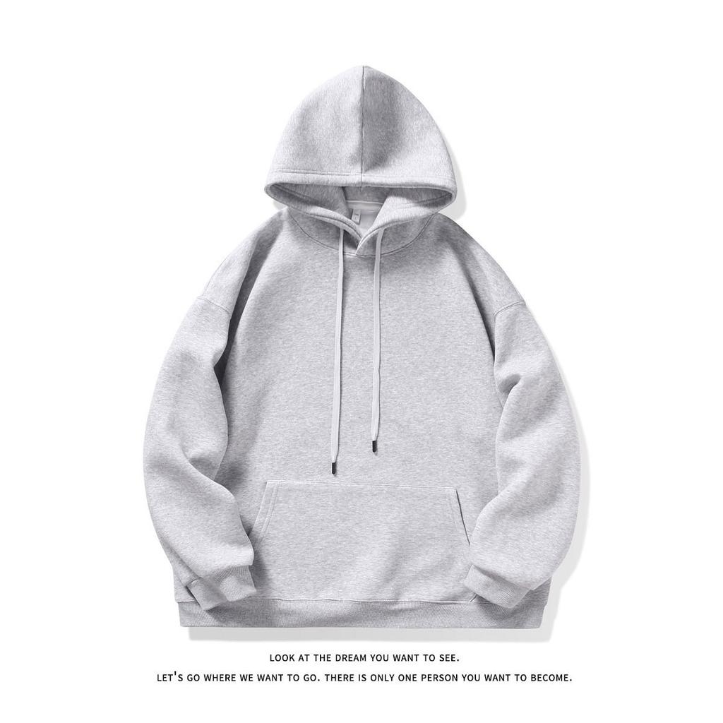 Pure Cotton Hooded Sweater Men's and Women's Spring and Autumn New Couples Solid Color Large Size Loose Casual Hoodie