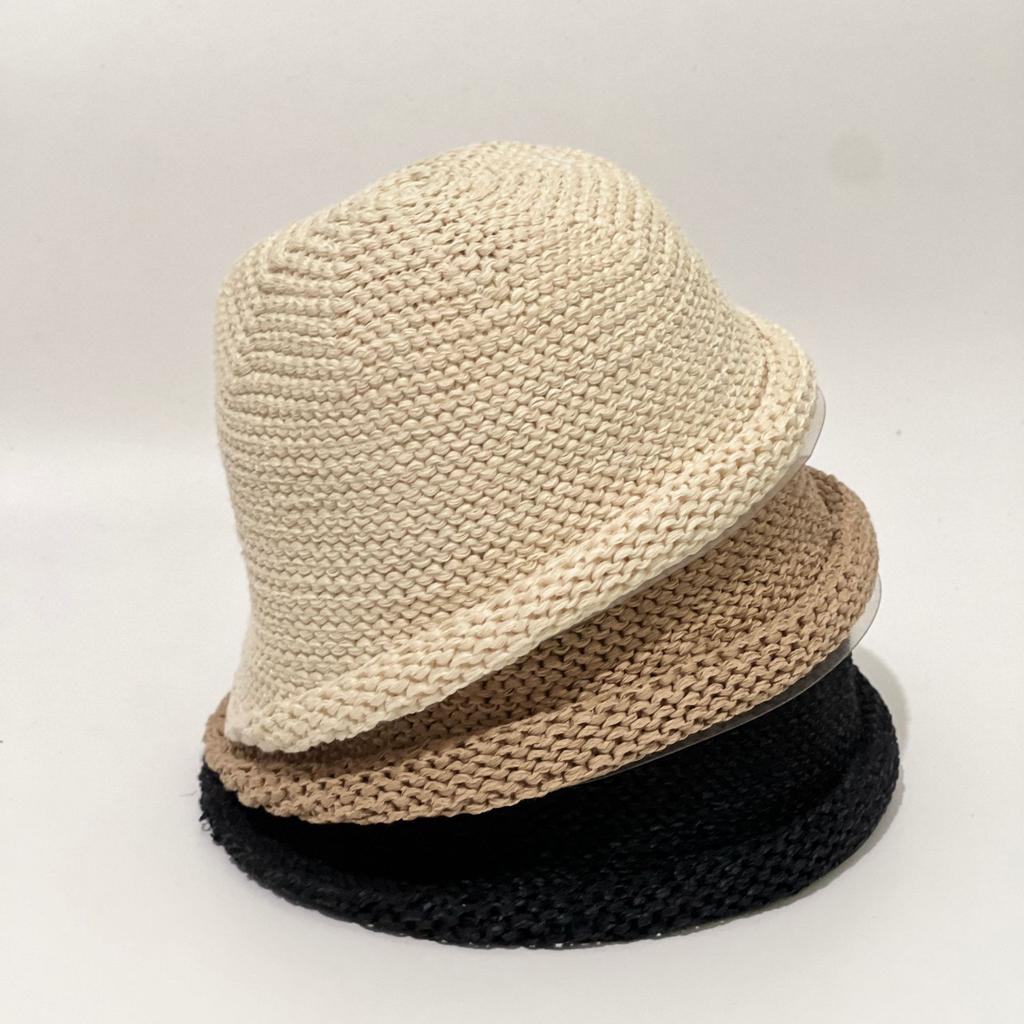 Autumn and winter warm versatile and thin handmade wool fisherman's hat children's curling irregular front long rear short knitted basin hat