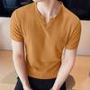 Tricou pentru bărbați cu gât în V tip waffle, culoare uni, tricou casual, top de vară cu mânecă scurtă, pulover pentru ieșiri zilnice, sală de sport acasă, îmbrăcăminte stradală