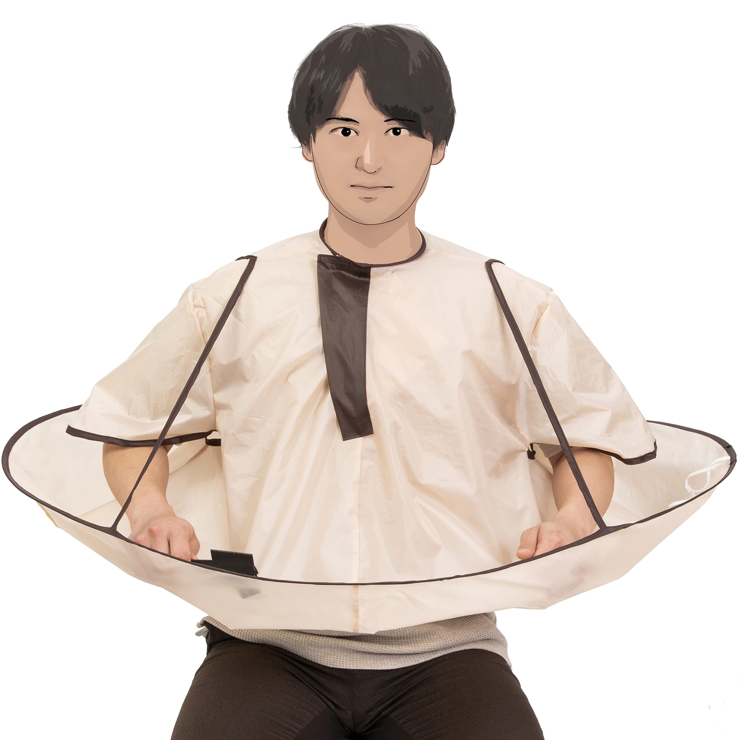 

Парикмахерская накидка для взрослых и стрижки волос. В комплекте чехол для хранения [Astro] рукава, бежевый, детский, накидка, стрижка, окрашивание, фартук, карман, 730-31 бежевый