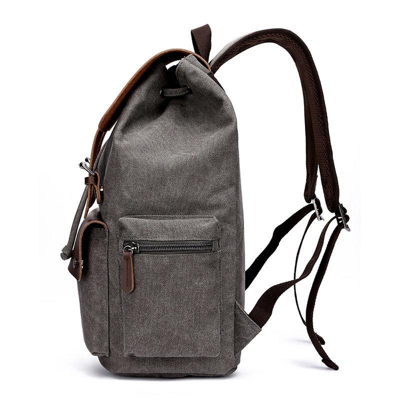 Rucksäcke mit hoher Kapazität Herren Outdoor Reisetasche aus Segeltuch Retro Trendy Schulrucksack für College-Modestudenten