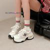 Internet Celebrities of the Same Style~ Spring New Fashionable Cross Flower Heightened Platform Lace-up Versatile Sports Style Dad Shoes Women
