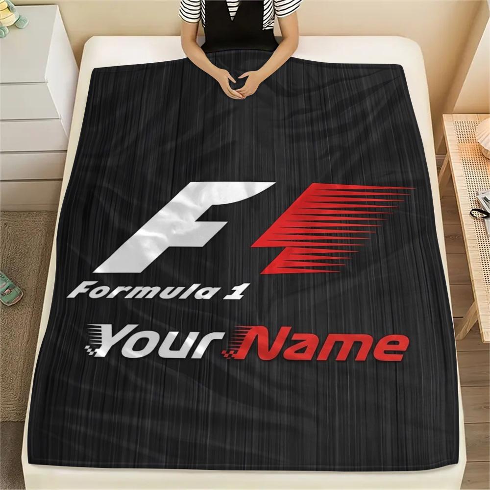 1PC F1 Gear Custom Name Patterned Flannel Blanket Suitable For All Seasons For Home Decor Warmth And Comfort Gifts Holiday Present