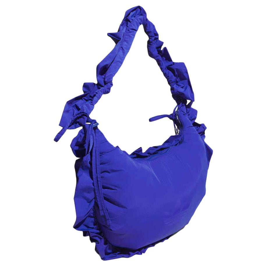 Adidas Originals Ruffle Double Layer Ruffle Design Recycled Nylon Tote Bag Large Women Tote Bag Bright-Blue IA8914