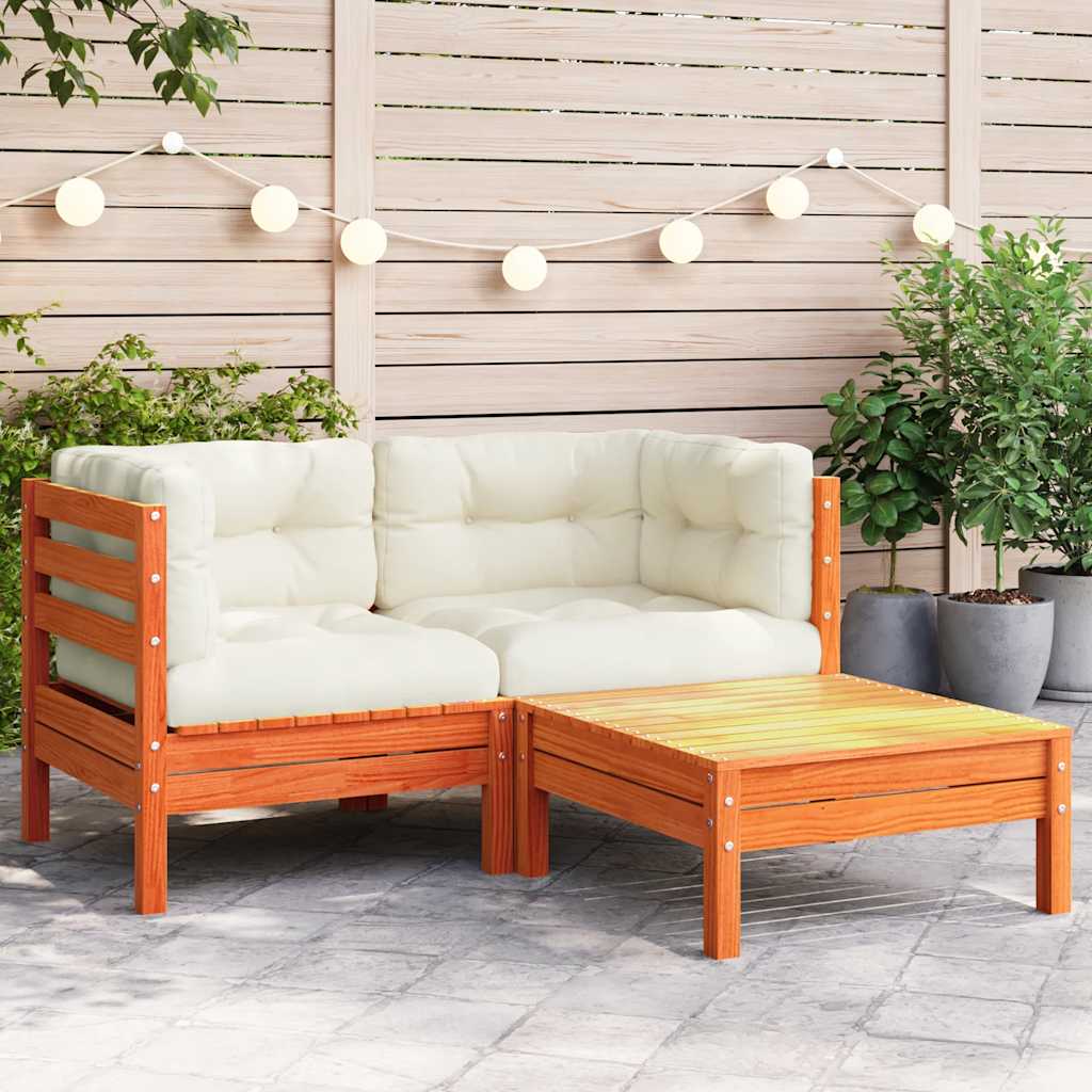 Garden Sofa with Cushions and Footstool 2 Seater